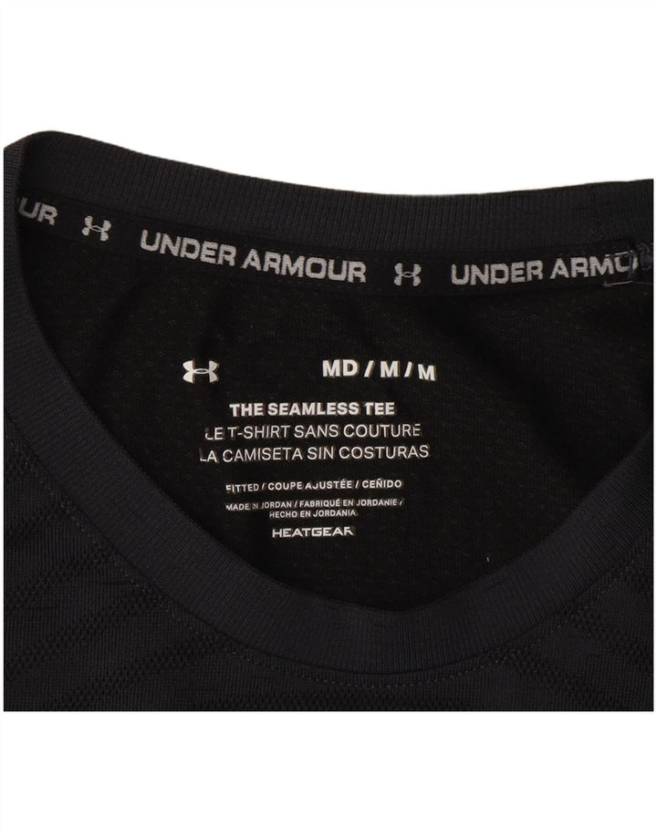 Under Armour Herren Heat Gear T-Shirt-Oberteil aus mittelgrau gestreiftem Polyester