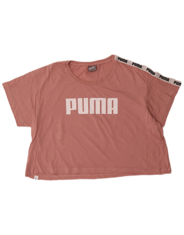 Puma Damen Loose Fit Crop Graphic T-Shirt Top UK 16 Large Pink