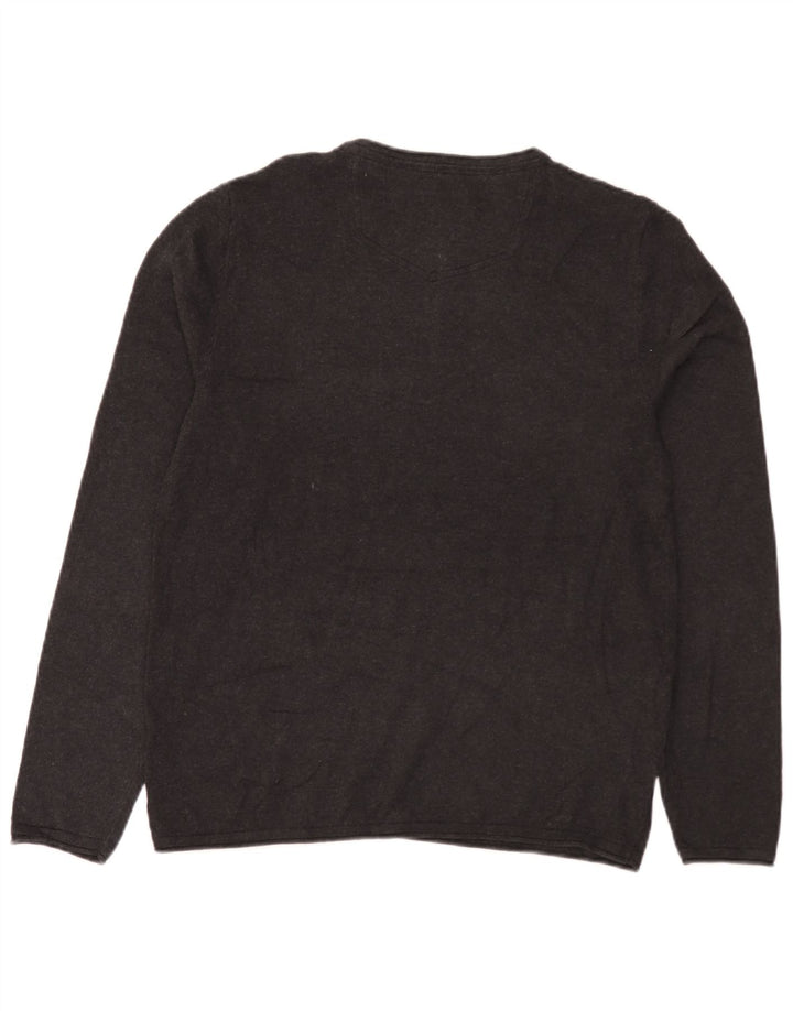 Fat Face Herren-Pullover mit Rundhalsausschnitt, Größe L, aus grauer Baumwolle