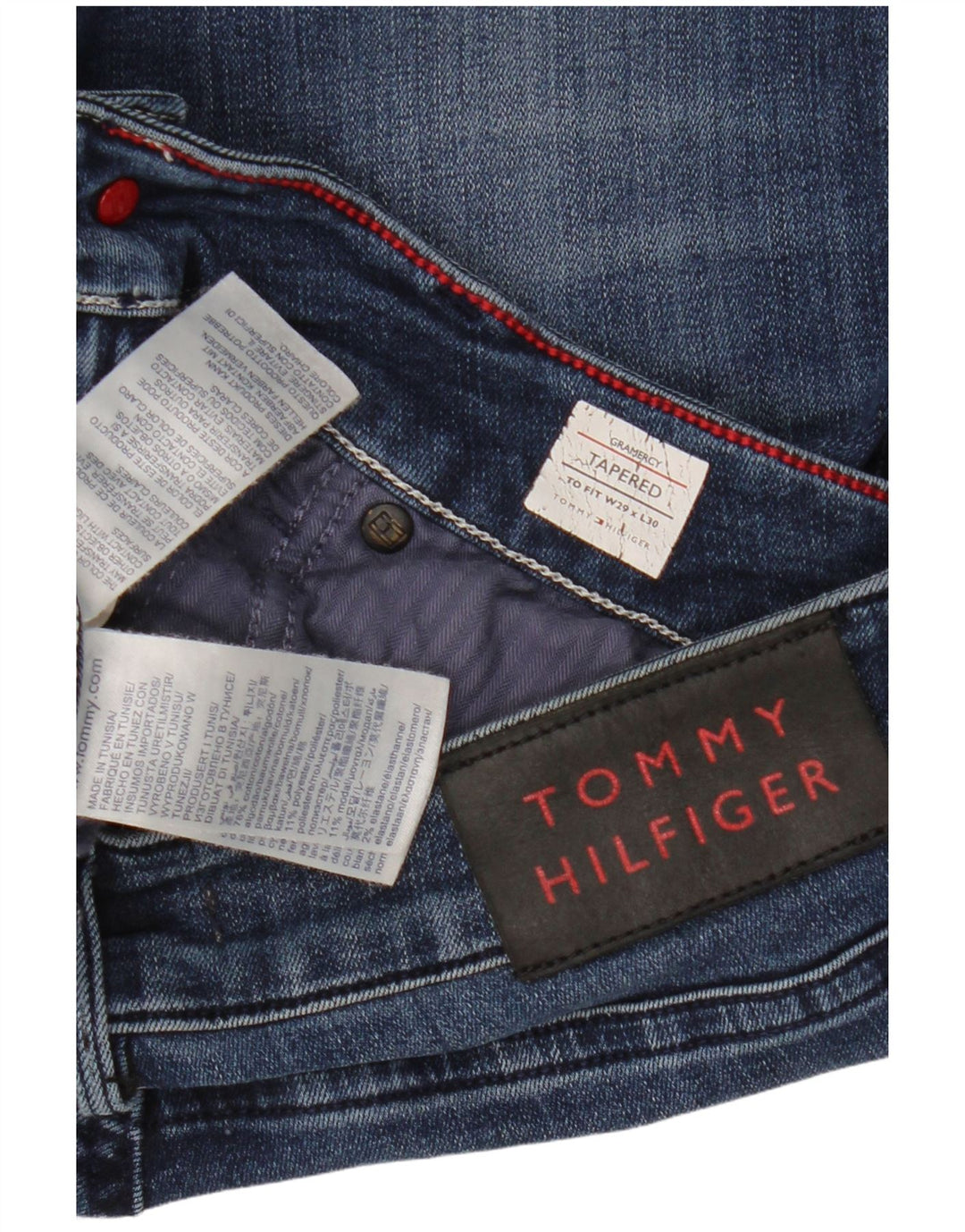 TOMMY HILFIGER Damen Gramercy Tapered Jeans W29 L30 Blaue Baumwolle