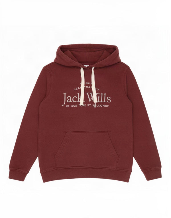 Jack Wills Damen-Kapuzenpullover mit Grafik, UK 12, mittleres Burgunderrot, Baumwolle