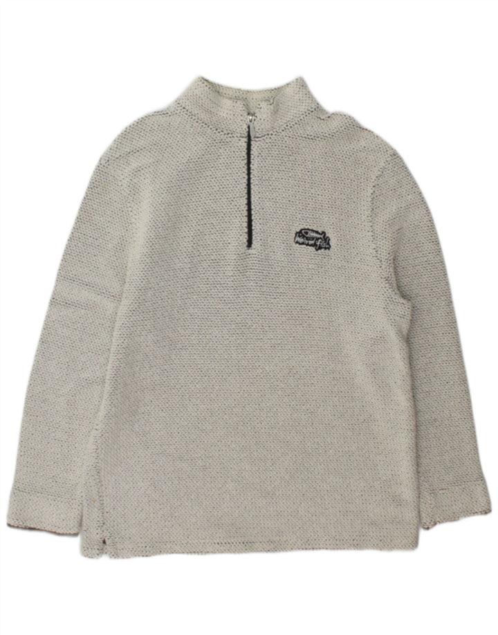 Weird Fish Herren-Pullover mit Reißverschluss, XL, graue Baumwolle