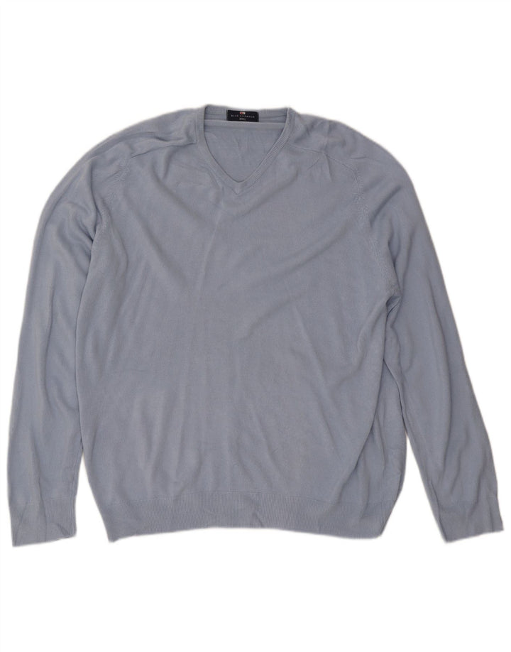 Marks & Spencer Herren Blue Harbor V-Ausschnitt Pullover Pullover XL Blaues Acryl