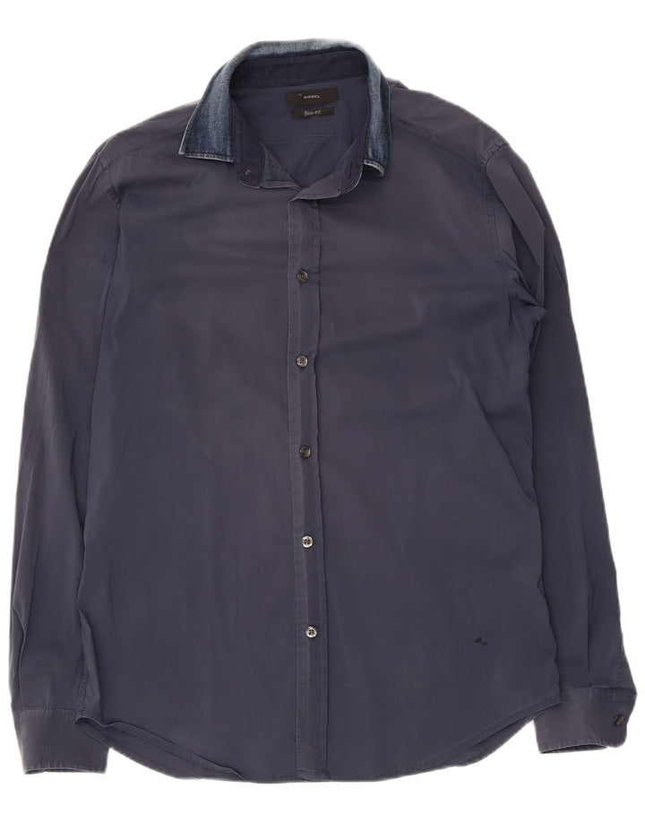 Diesel Herren-Slim-Fit-Hemd aus Baumwolle in mittlerem Marineblau