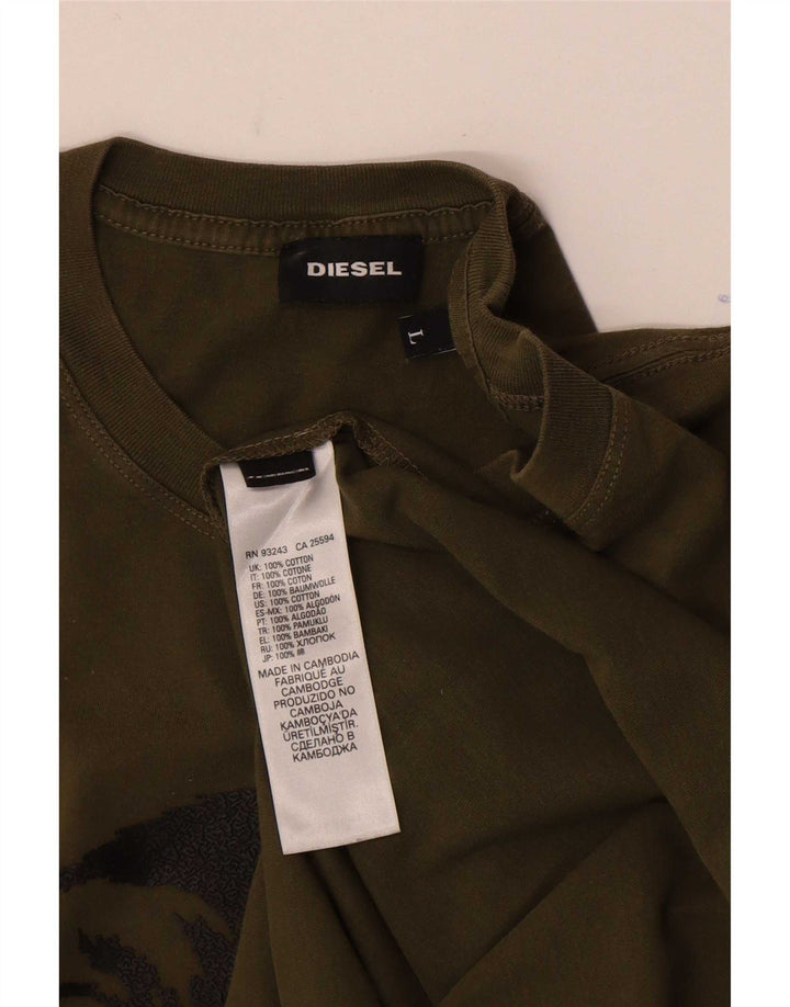 Diesel Herren-T-Shirt mit Grafik, groß, Khaki, Baumwolle