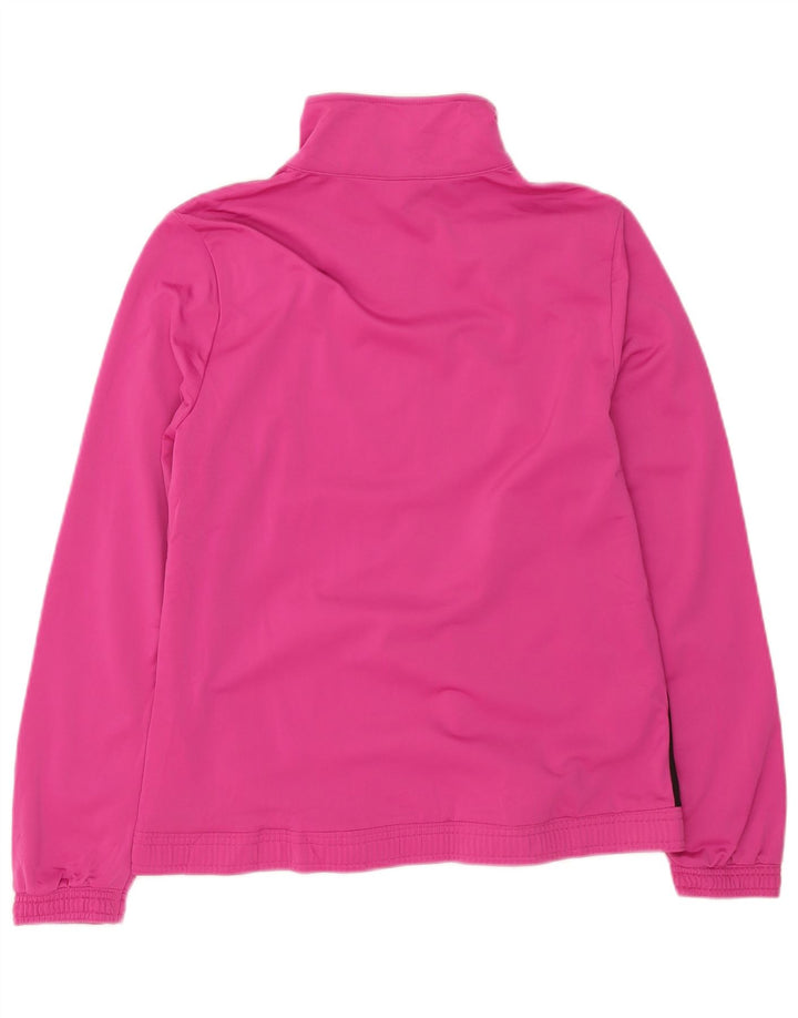 Puma Damen-Trainingsanzug-Top-Jacke, UK 16, großes rosafarbenes Farbblock-Polyester
