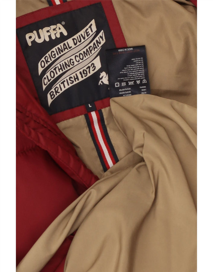 PUFFA Wattierte Herrenjacke mit Kapuze, UK 40, großes rotes Nylon