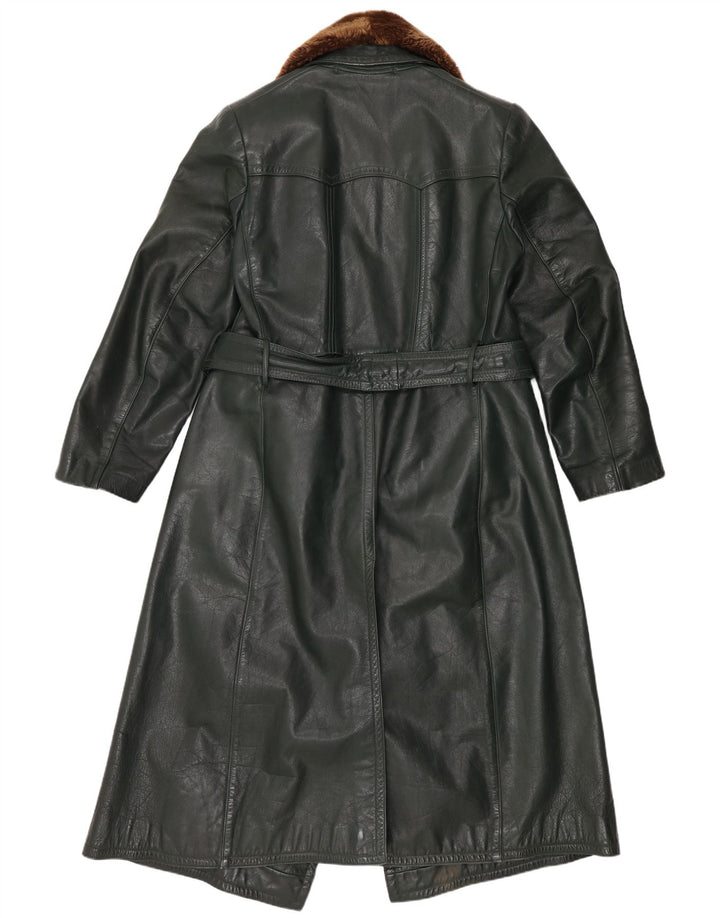 Vintage Damen Ledermantel UK 14 Mittelgrün