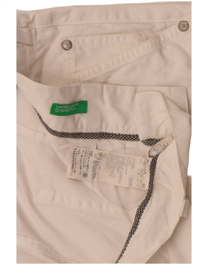 Benetton Herren Cargoshorts IT 50 Large W34 Weiße Baumwolle