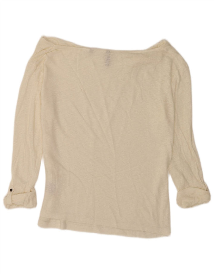 Woolrich Damen-Oberteil mit 3/4-Ärmeln, übergroß, schulterfrei, Größe UK 10, Größe S, Weiß