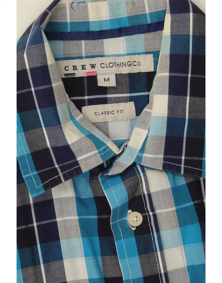 Crew Clothing Herren-Kurzarmhemd mit klassischer Passform, Mittelblau kariert