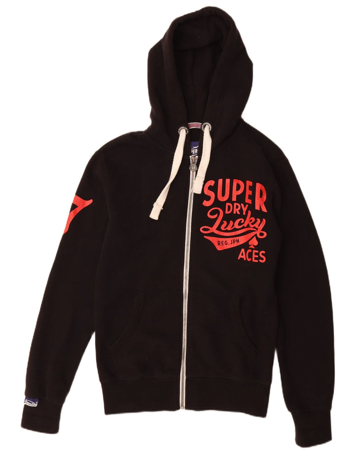 SUPERDRY Herren-Kapuzenpullover mit grafischem Reißverschluss, Größe S, Schwarz, Baumwolle