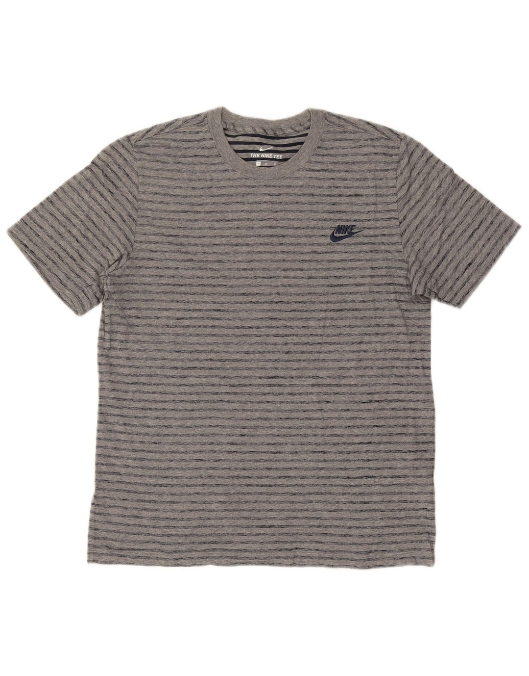Nike Herren-T-Shirt aus mittelgrauer, gestreifter Baumwolle