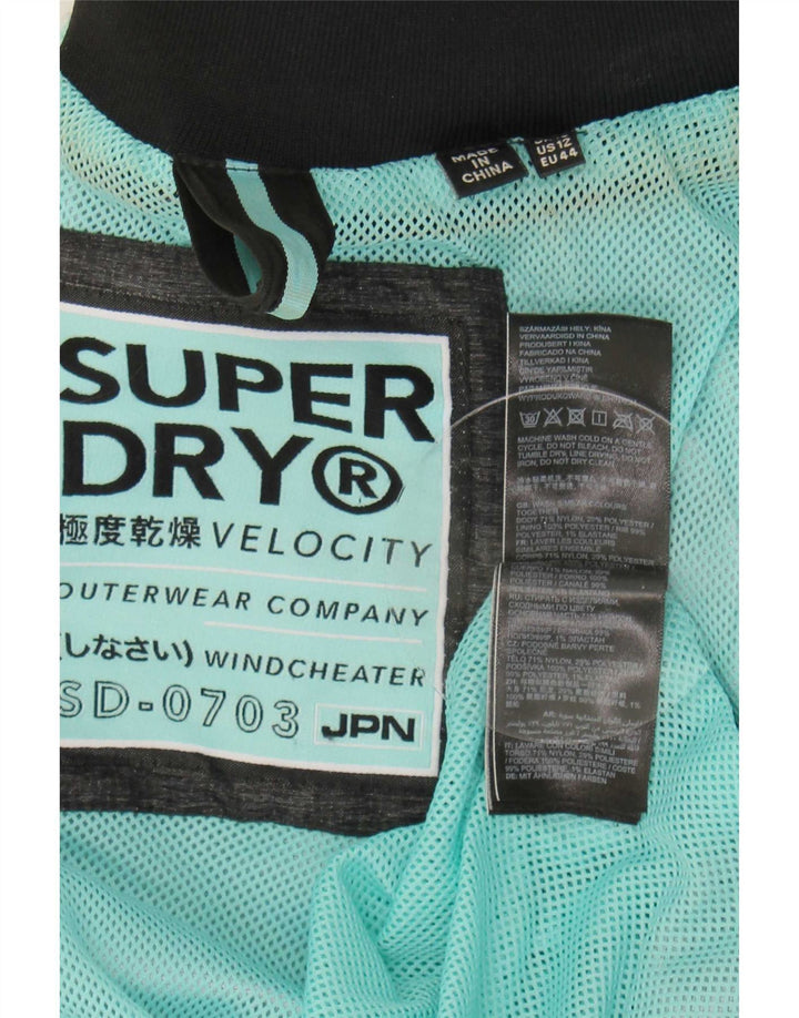 Superdry Damen-Regenjacke mit Kapuze, UK 16, großes graues Nylon