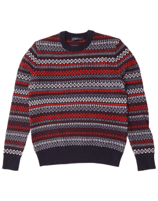 Gap Herren-Pullover mit Rundhalsausschnitt, klein, marineblaue, geometrische Lammwolle