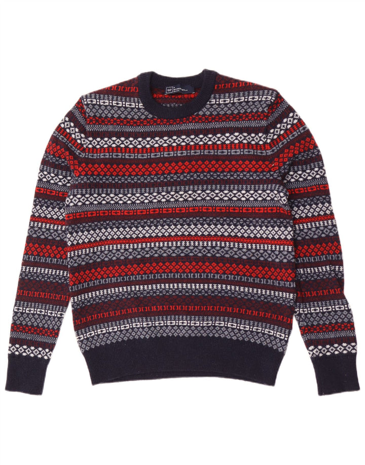 Gap Herren-Pullover mit Rundhalsausschnitt, klein, marineblaue, geometrische Lammwolle