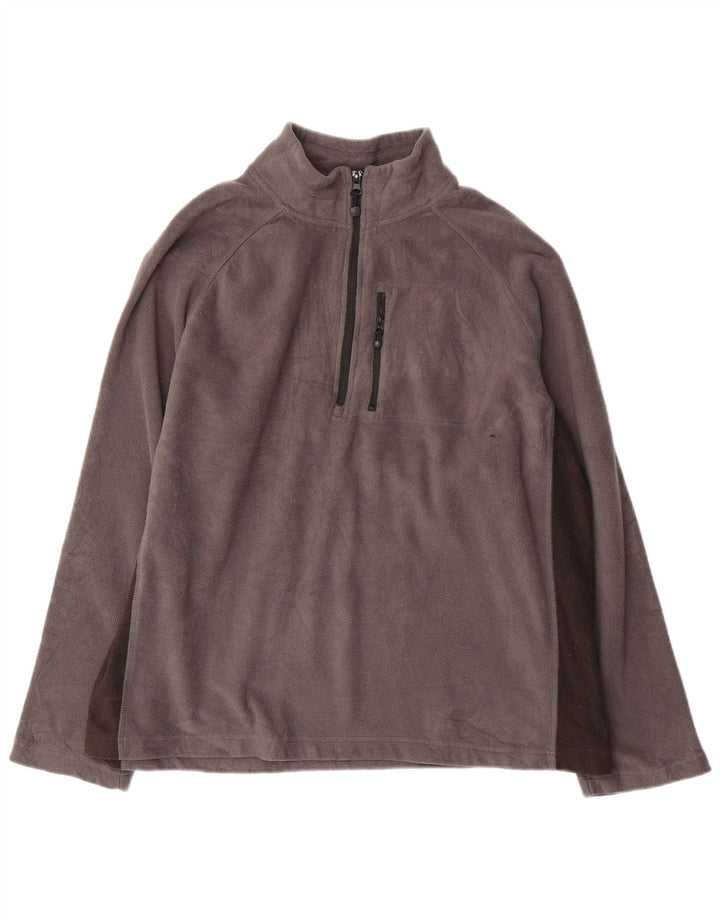 Starter-Fleecepullover für Herren, UK 42/44, großes graues Colourblock-Polyester