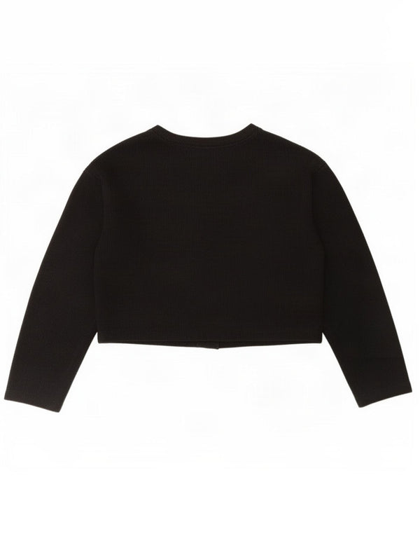 Zara Damen Crop Cardigan Pullover UK 14 Mittelschwarze Baumwolle