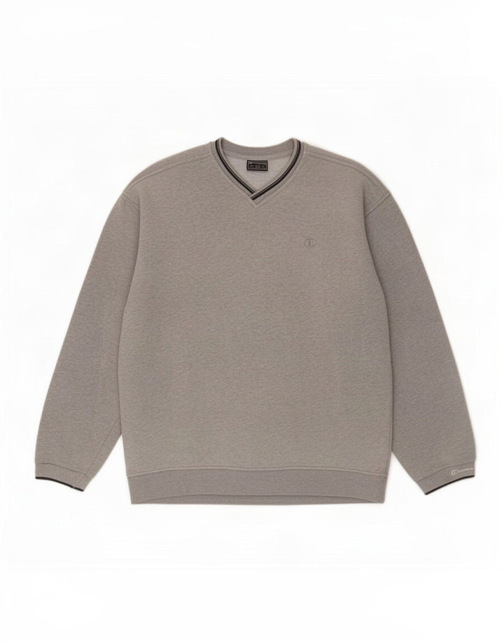 Champion Herren-Sweatshirt-Pullover aus mittelgrauer Baumwolle