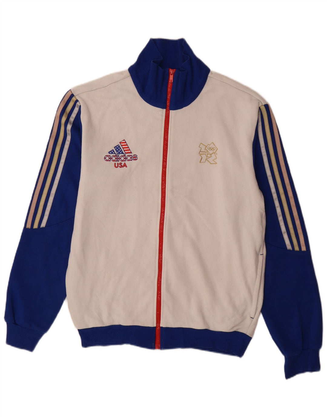 Adidas Herren-Trainingsanzug-Top-Jacke, mittelweiße Colourblock-Baumwolle