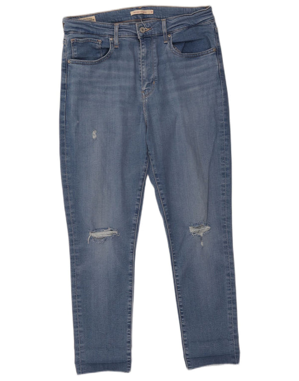 Levi's Womens 721 Distressed High Rise Skinny Jeans W31 L26 Blue Lyocell