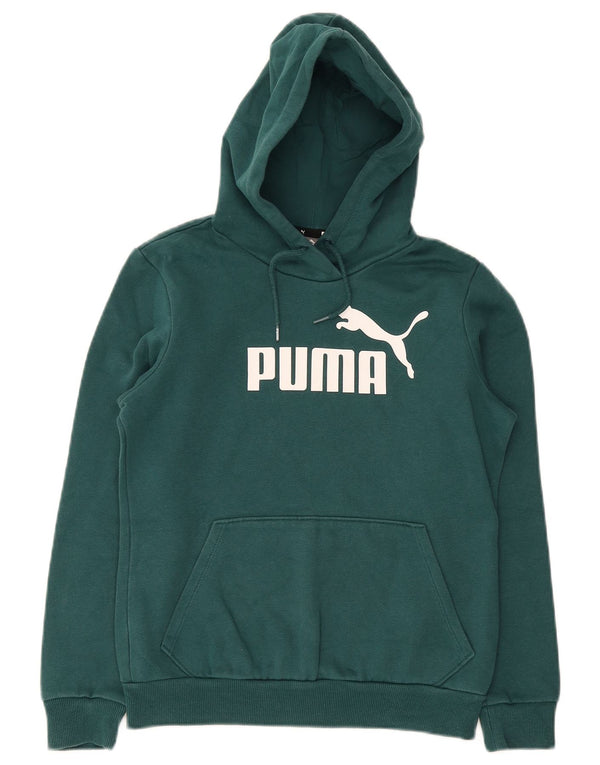 Puma Womens Graphic Hoodie Pullover UK 10 Small Grüne Baumwolle