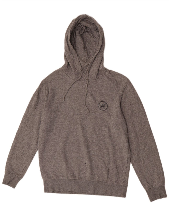 Jack & Jones Herren-Kapuzenpullover aus mittelgrau gefleckter Baumwolle