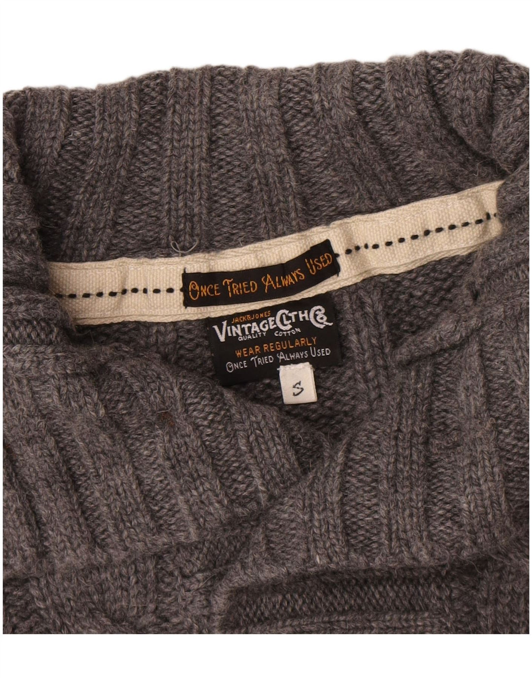 Jack & Jones Herren-Pullover mit Knopfkragen, Größe S, graue Wolle