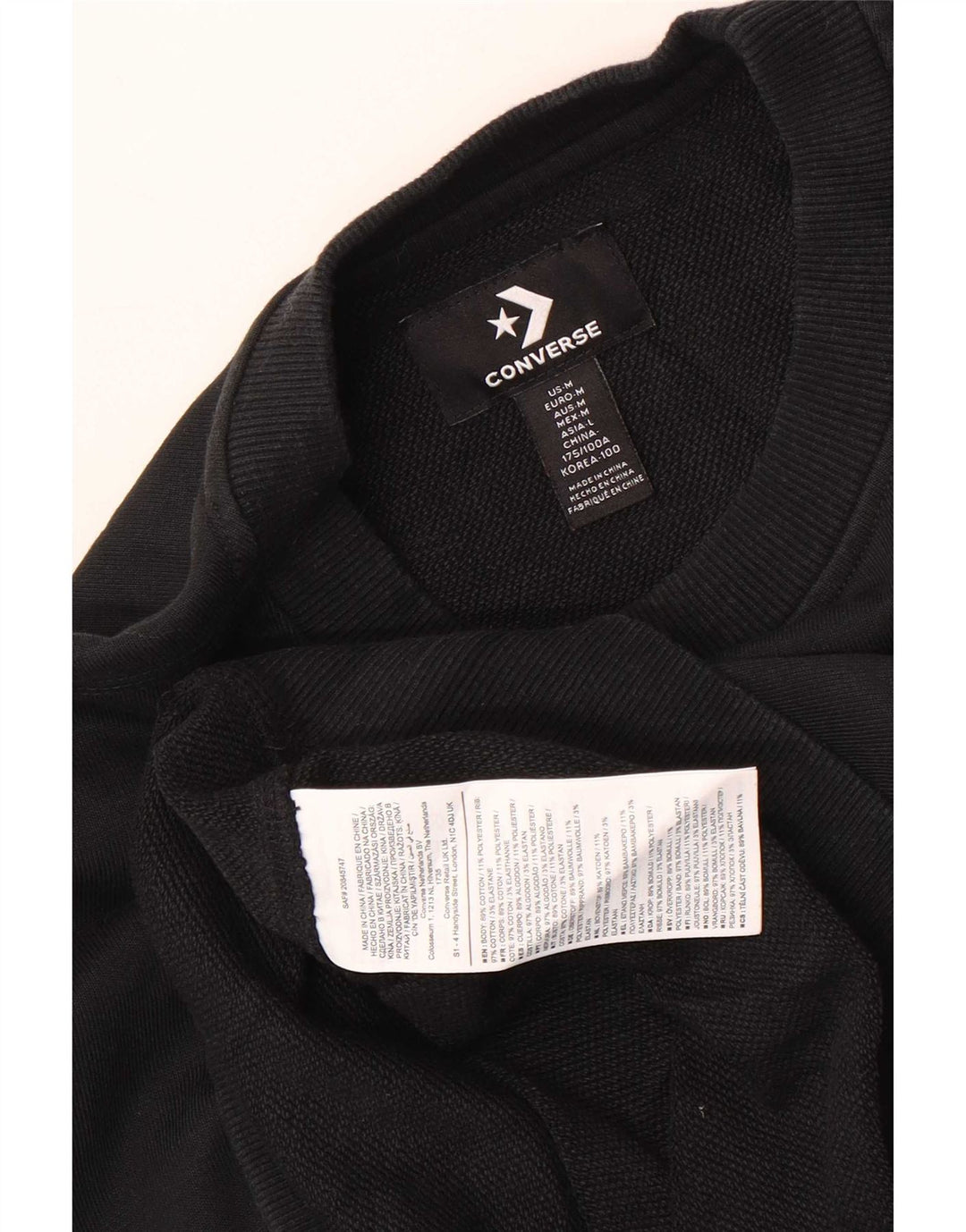 Converse Herren Grafik-Sweatshirt-Pullover aus mittelschwarzer Baumwolle