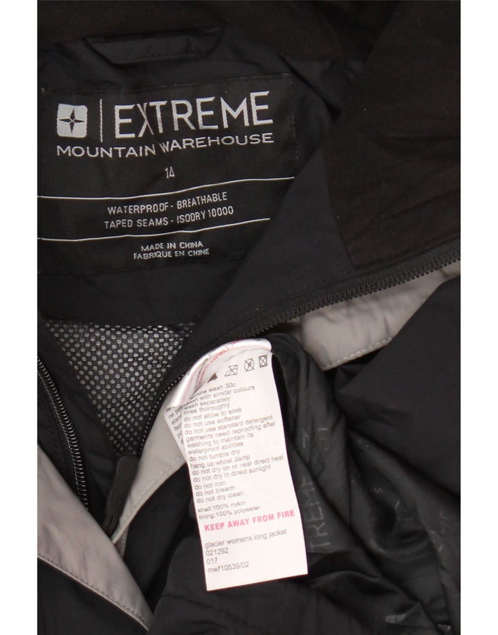 Mountain Warehouse Damen-Regenjacke mit Kapuze, UK 14, Größe L, aus schwarzem Nylon