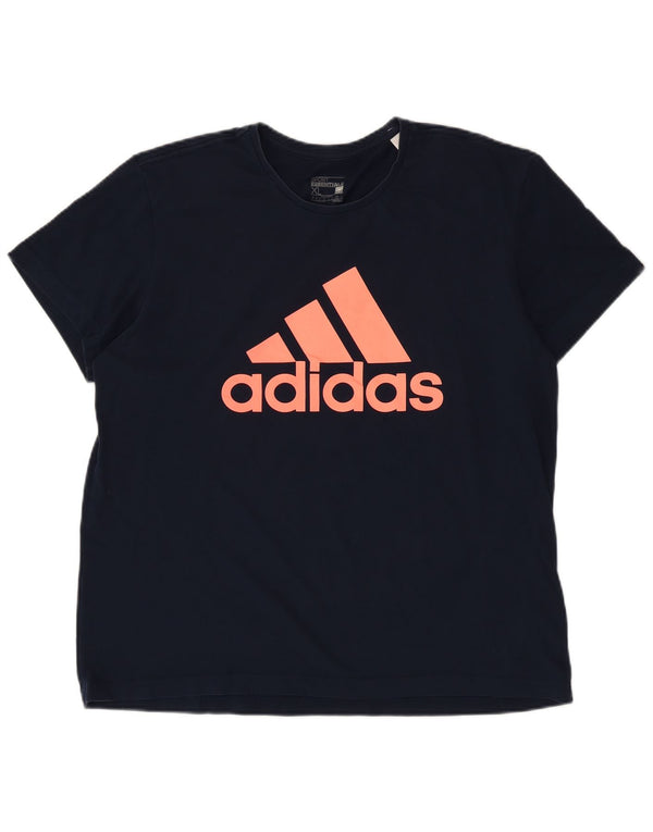 Adidas Damen Climalite Graphic T-Shirt Top UK 18 XL Marineblau Baumwolle