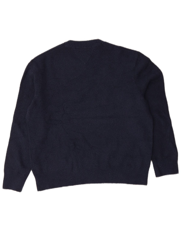 Tommy Hilfiger Herren-Pullover mit Rundhalsausschnitt, groß, marineblau, Polyester