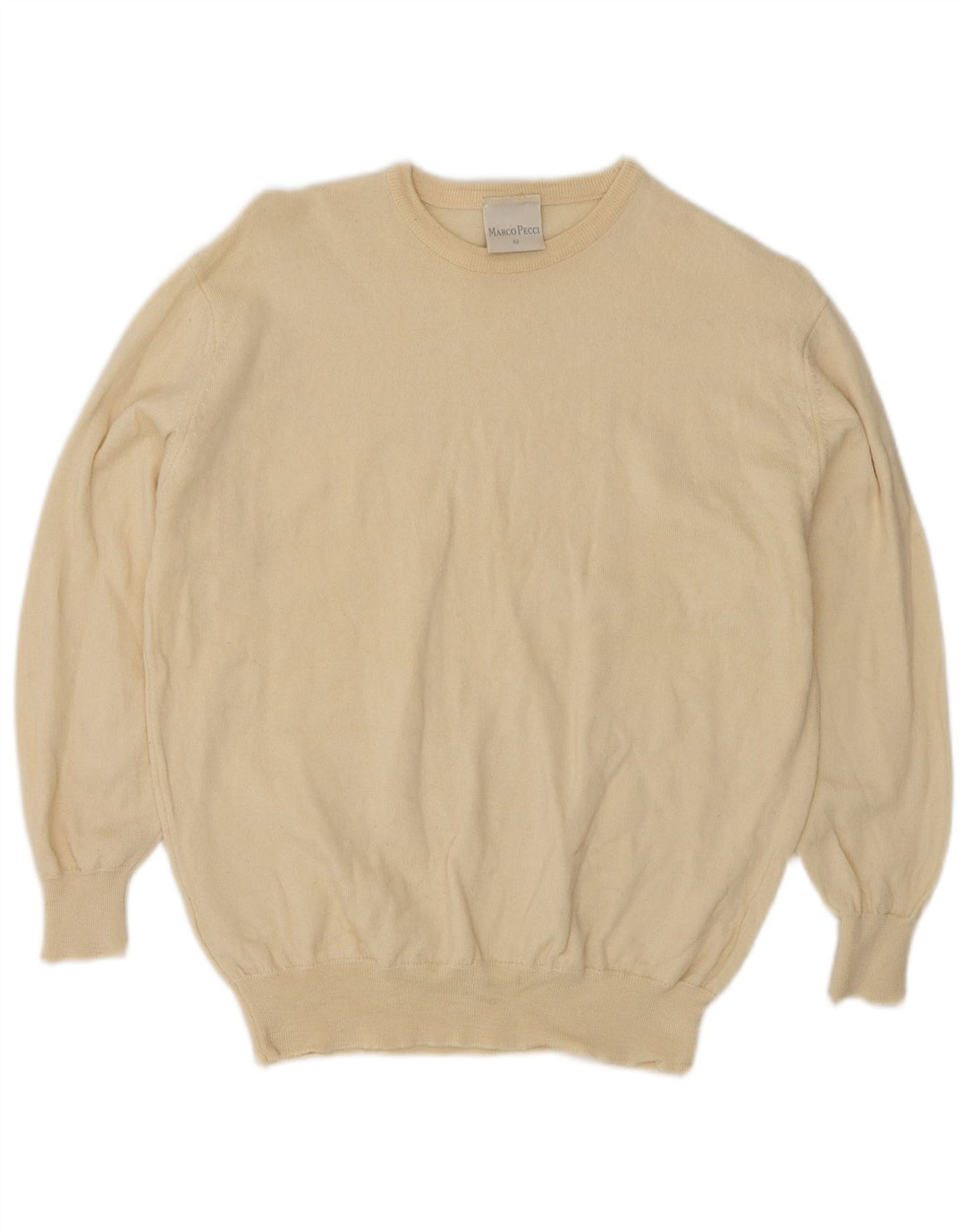 Marco Pecci Damen-Pullover mit U-Boot-Ausschnitt, EU 42, große beige Wolle