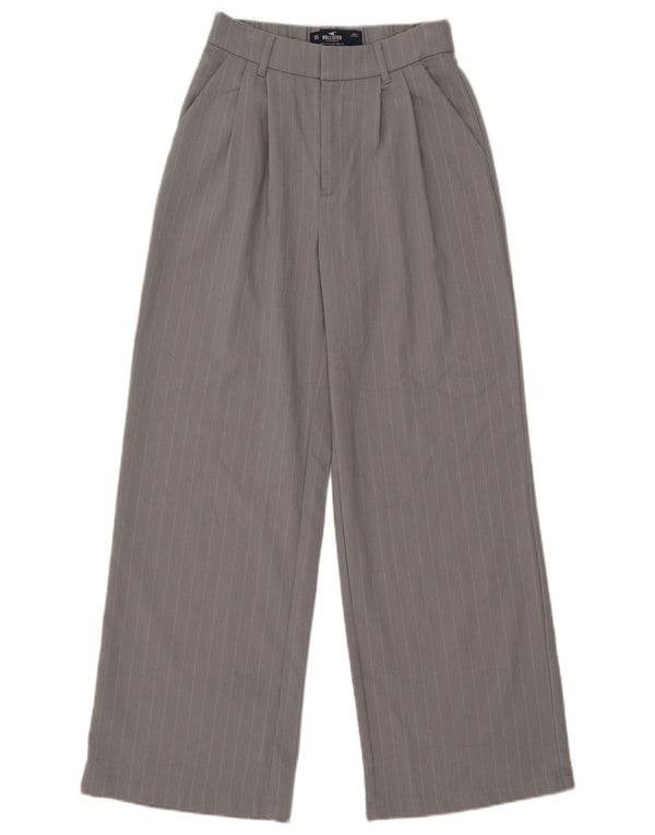 Hollister Damen-Chinohose mit hoher Taille und weitem Bein, XS W25 L28, grau gestreift