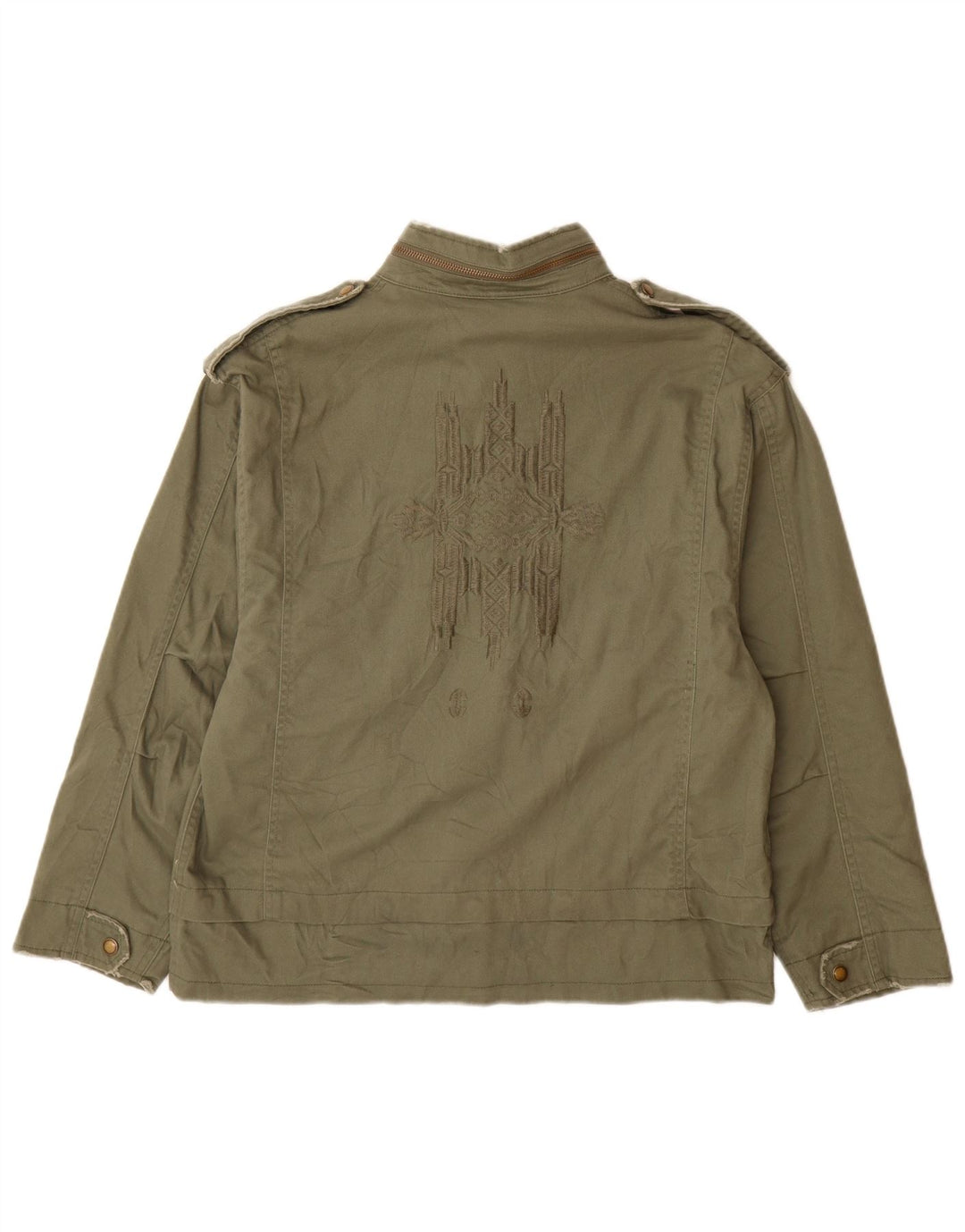 Zara Damen Militär-Utility-Jacke UK 14 Medium Khaki Cotton Army