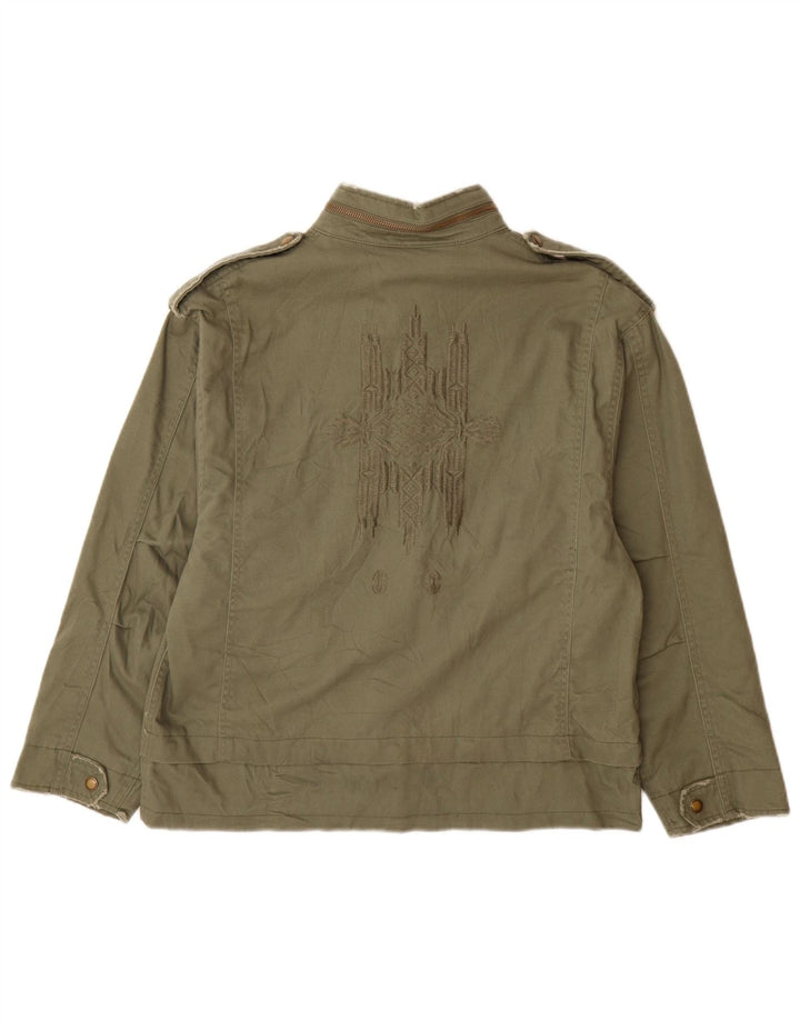 Zara Damen Militär-Utility-Jacke UK 14 Medium Khaki Cotton Army
