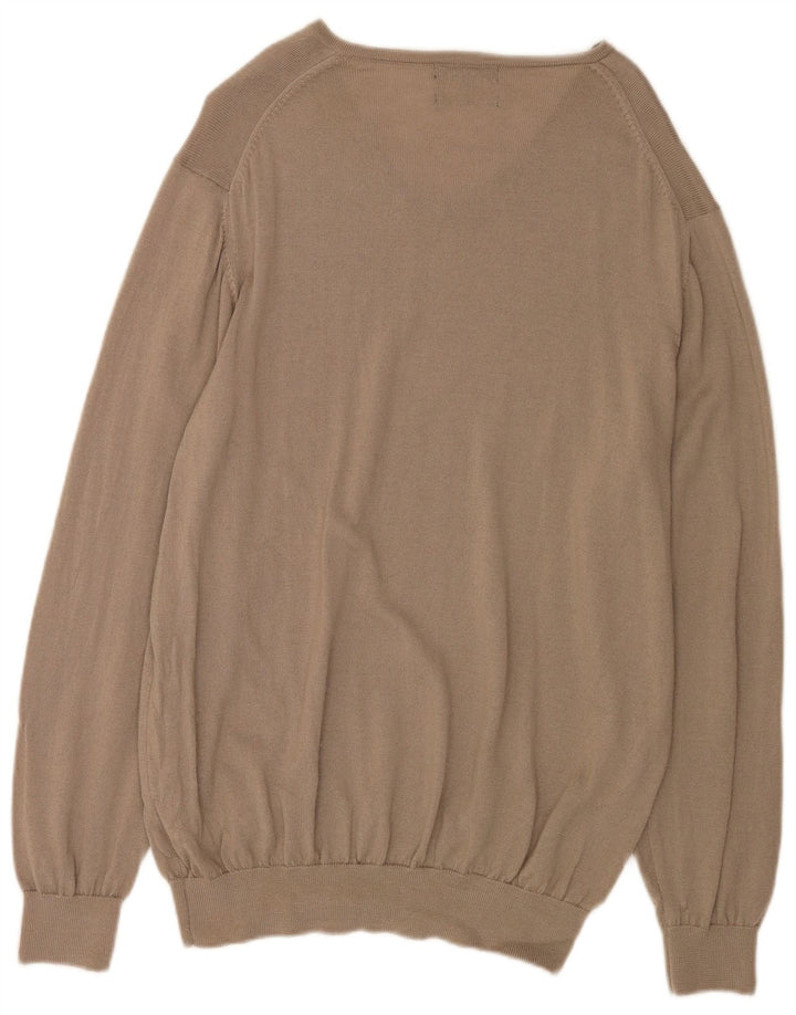 Marks & Spencer Herren Autograph Pullover mit V-Ausschnitt XL Beige Wolle