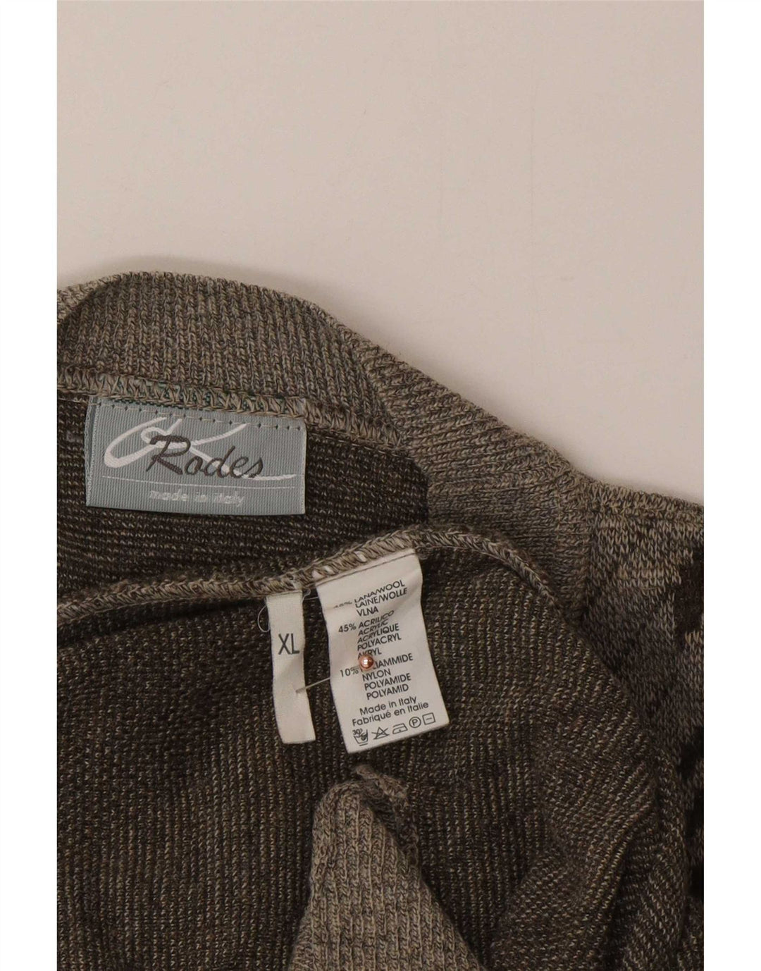 Rodes Herren Strickjacke XL Graue geometrische Wolle