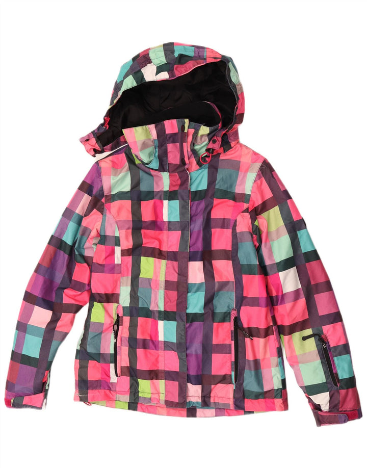 Maui and Sons Damen-Regenjacke mit Kapuze, UK 14, mittel, mehrfarbig, kariert