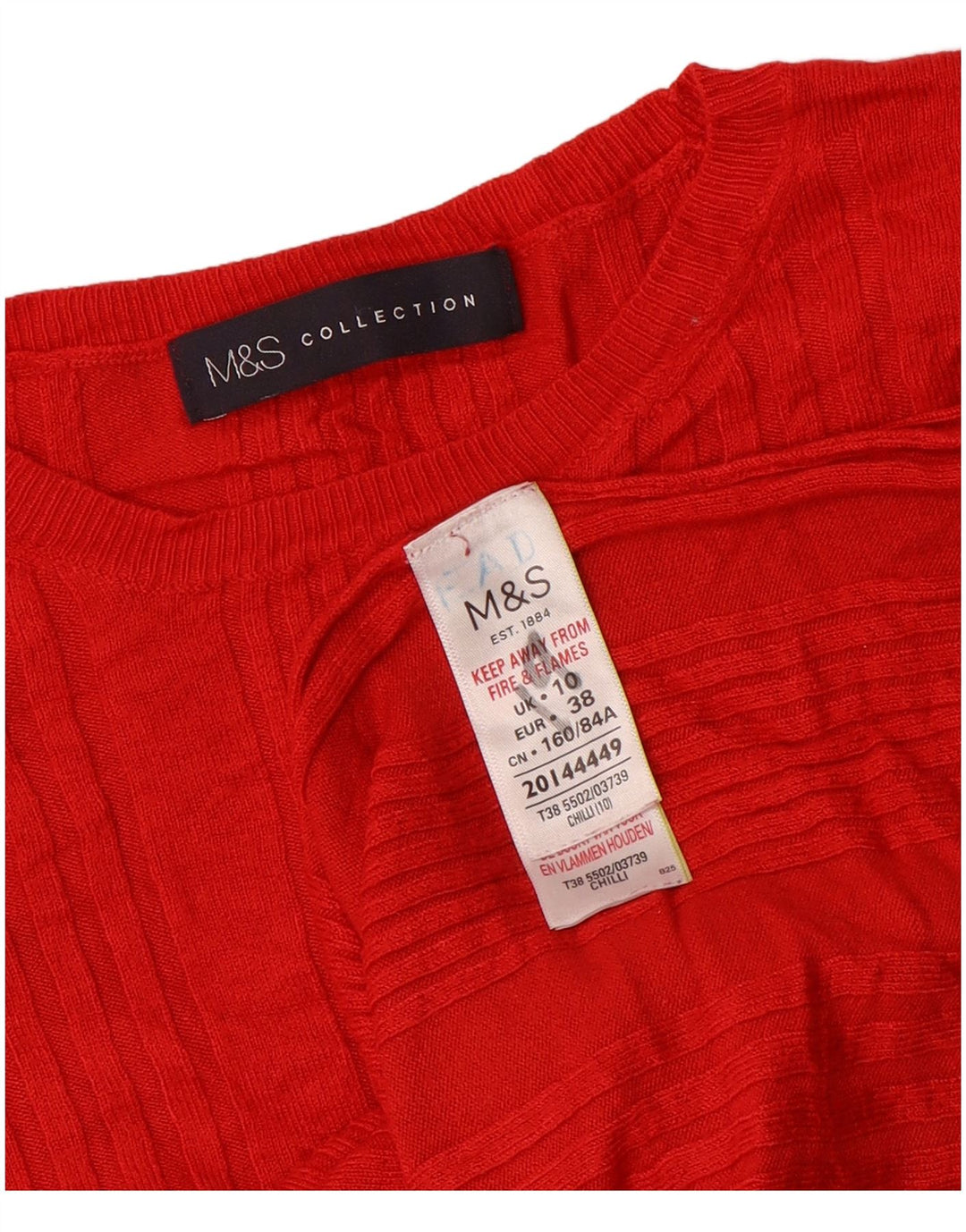 Marks & Spencer Damen Crop Pullover mit Rundhalsausschnitt, UK 10, Größe S, Rot