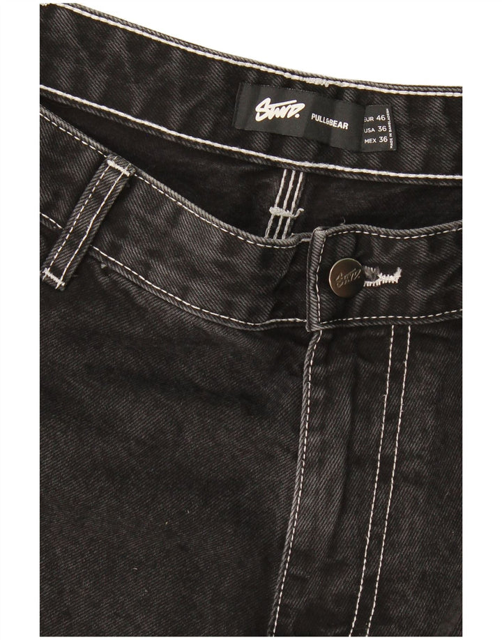 Pull & Bear Herren Cargo Denim Shorts EU 46 XL W36 Schwarz