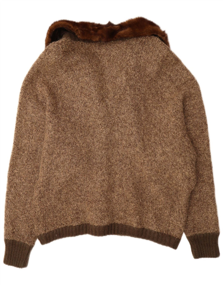 VINTAGE Damen Strickjacke UK 18 XL Braun