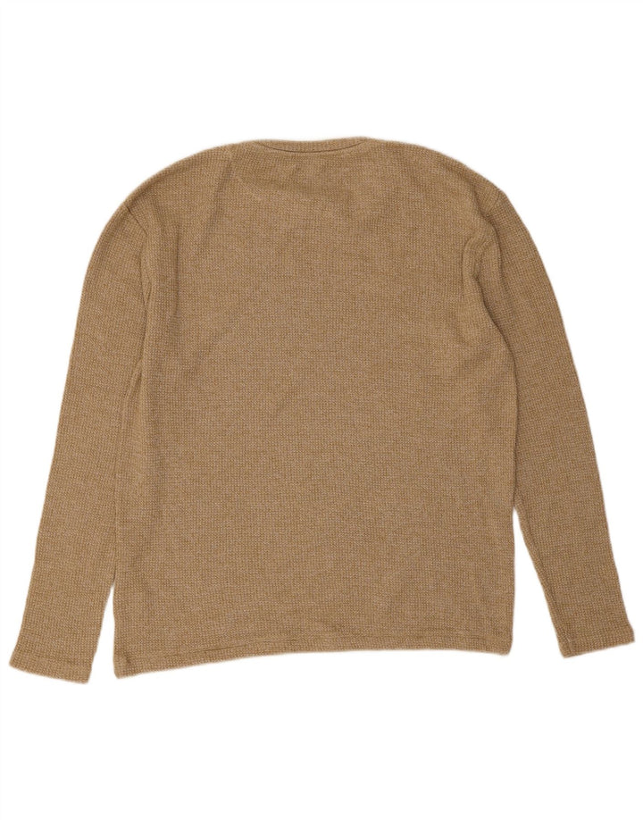 Zara Herren-Oberteil, langärmelig, klein, Beige, Baumwolle