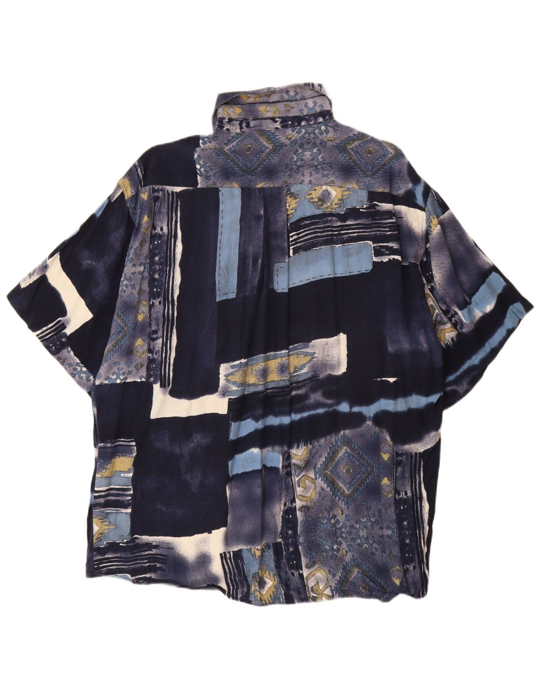 TIPO' S Herren-Kurzarmhemd, groß, Marineblau, Patchwork-Viskose