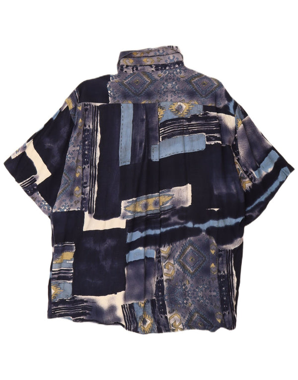 TIPO' S Herren-Kurzarmhemd, groß, Marineblau, Patchwork-Viskose