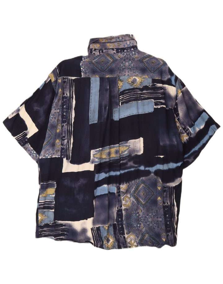 TIPO' S Herren-Kurzarmhemd, groß, Marineblau, Patchwork-Viskose