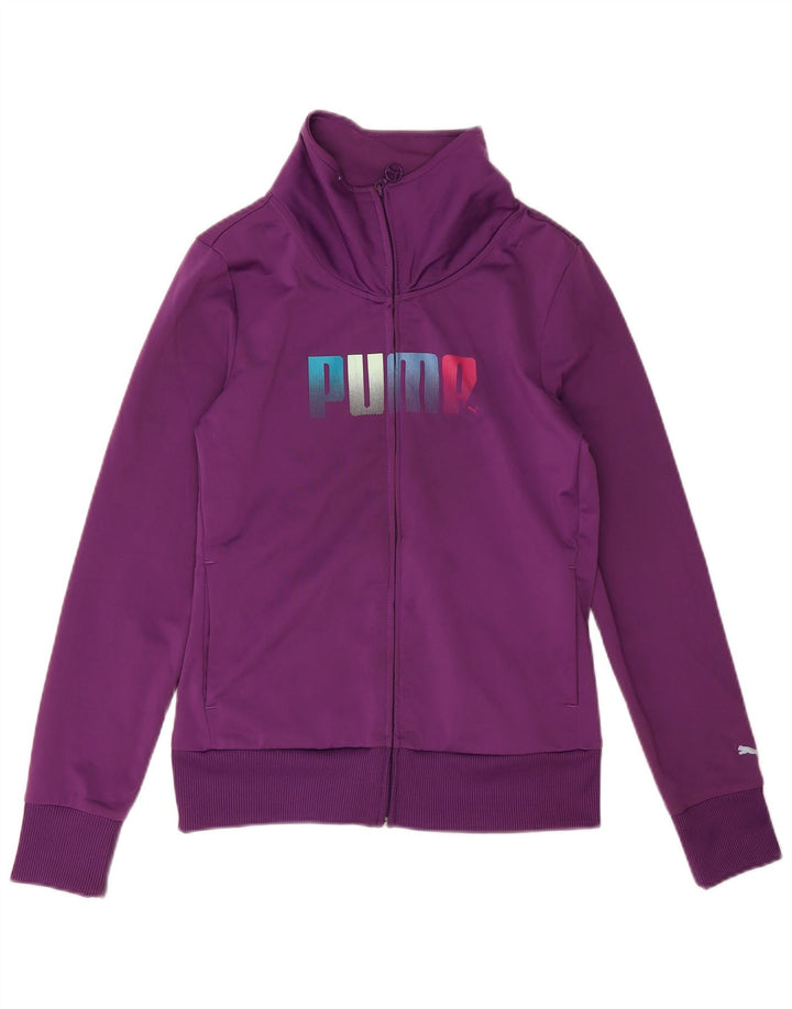 Puma Womens Graphic Trainingsanzug Top Jacke UK 12 Mittellila Polyester