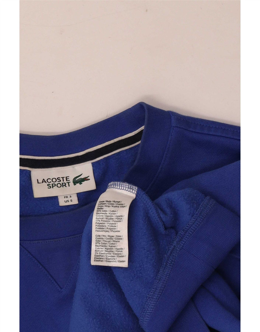 Lacoste Herren-Sweatshirt-Pullover, Größe 3, klein, blaue Baumwolle