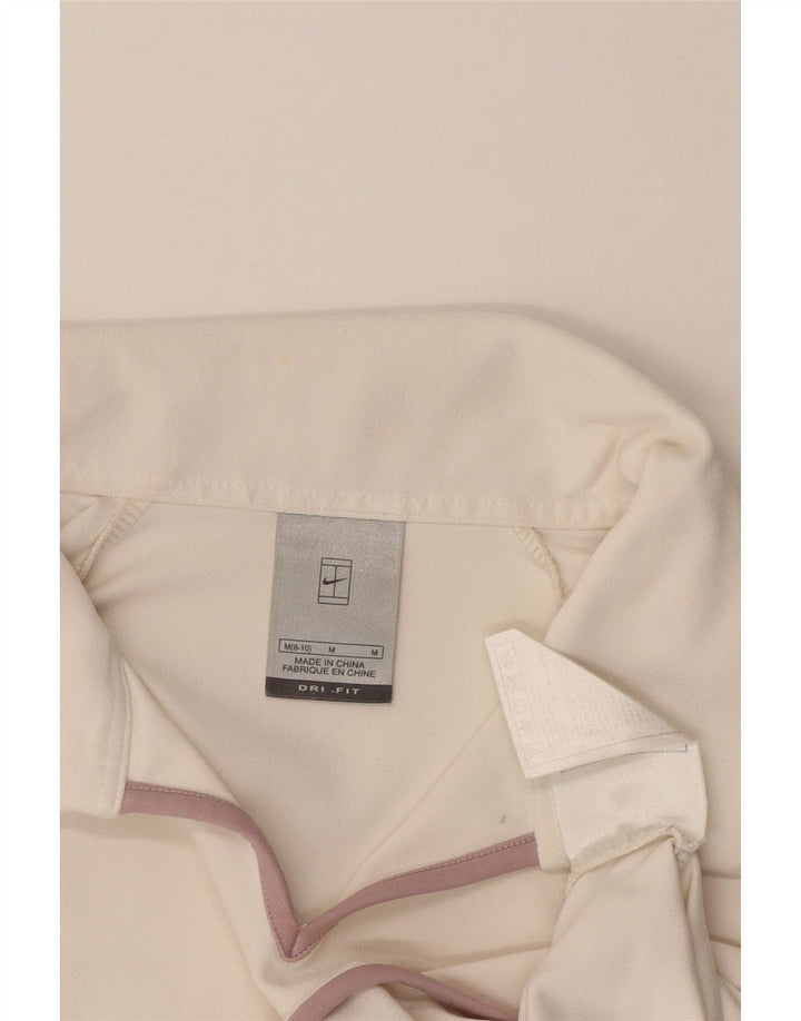 NIKE Damen Dri Fit Crop Poloshirt US 8/10 Mittelweißes Polyester