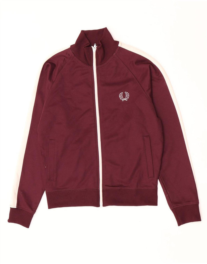 Fred Perry Jungen-Trainingsanzug-Top-Jacke, 9–10 Jahre, mittleres Kastanienbraun, Farbblock